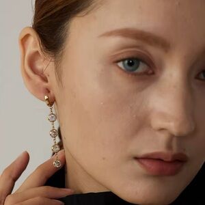 Stainless Steel Jewelry Stylish Cubic Zirconia Earrings High Quality Metal New